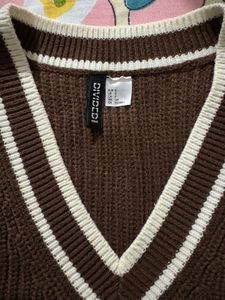 Brown V-Neck Sweater Vest