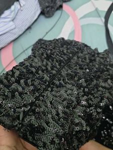 Sparkly Black Strapless Mini Dress