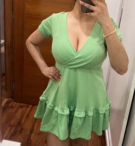 Forever 21 Green Wrap Mini Dress (New With Ta