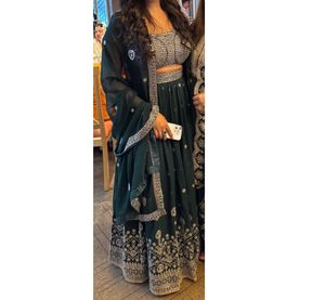 Stunning Emerald Mehendi Green Lehenga Choli