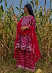 beautiful pink sharara suit set
