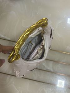 Chic Woven Handbag with Gold Handle
