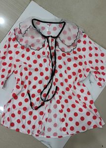 Chic Polka Dot Blouse with Peter Pan Collar