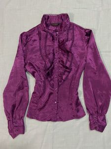 Elegant Purple Ruffled Blouse