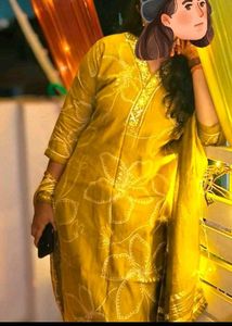 Stylish Olive Green Kurta with Floral Embroide
