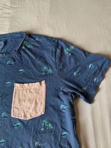 Men's Blue Tropical Print T-Shirt
