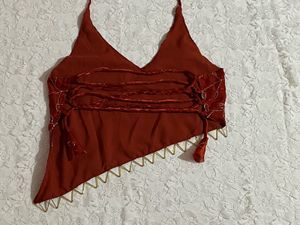 Desi backless asymmetrical halter top