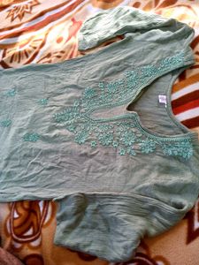 Chikinkari Short Kurti in Pista Colour...