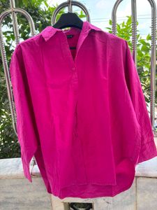 Vibrant Pink Oversized Button-Up Shirt