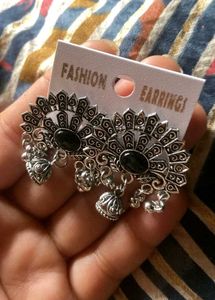 Oxidized Silver Jhumki Earrings Set