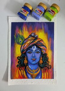 Handmade Krishna Painting On sheet Gsm 300