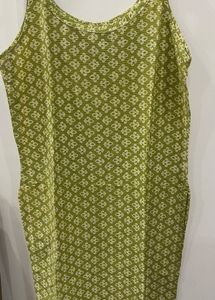 Green Printed Sleeveless Kurta
