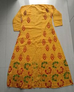 Yellow Pure Cotton Full Strag