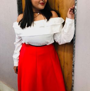 Vibrant Red Flared Skirt