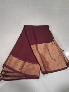 Elegant Maroon Saree with Gold Border