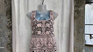 639. Pink Crochet Lace Mini Dress