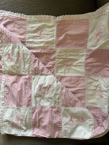 Pink & White Baby Hand-embroidered blanket