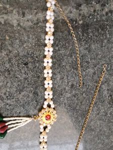 Elegant Pearl &amp; Red Stone Kamarbandh