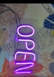 Purple Neon Open Sign