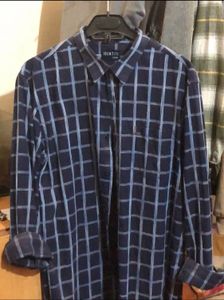 Men's Blue Plaid Button-Up Shirt