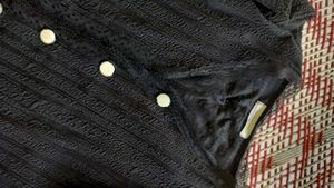 Black Baggy Knit Cardigan Sweater (Trendy Open Sty