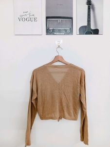 Brown Knit Tie-Front Cardigan