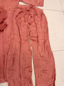 Pink Silk Chikankari Kurta Set with Dupatta
