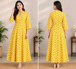 Yellow Printed anarkali