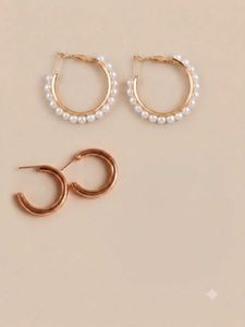 Elegant Pearl Hoop Earrings & Rose Gold Hoops comb