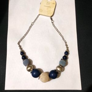 Chunky Blue Beaded Statement Necklace