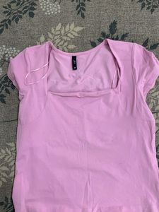 Cute Pink Square Neck Top