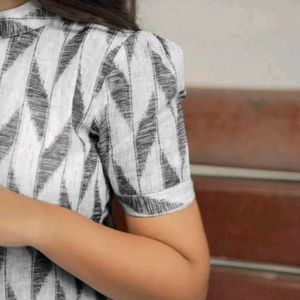 Stylish Printed White &amp; Grey Kurta