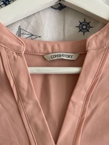 Elegant Peach V-Neck Blouse