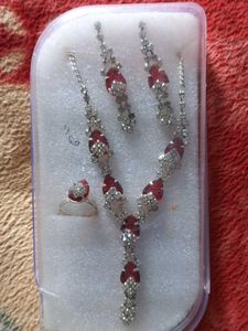 Stunning Red and Silver Jewelry Set