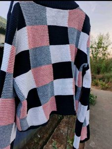 Zara Checkered Knit Sweater