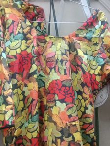 Colorful Floral Kurta Set with Tassel Detail