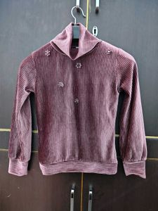 Stylish Girls' Velvet Turtleneck Top