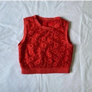 Red Floral Lace Cropped Tank