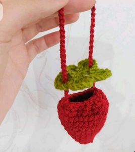 Cute Crochet Strawberry Keychain