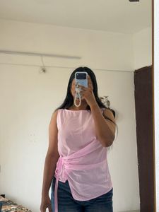 Chic Pink Ruched Sleeveless Top