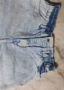 Light Wash Paperbag Waist Jeans LR-85
