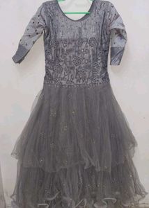 Stunning Grey maxi gown with Dupatta