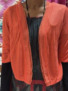 Coral Cropped Cardigan