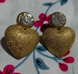 Sparkly Gold Heart Earrings