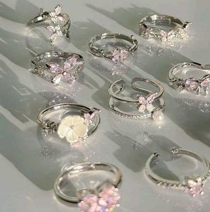 Cute Butterfly & Flower Rings Set