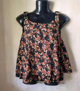 Floral Print Peplum sleeveless top