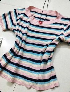 Y2K Striped Cropped Ribbed Top