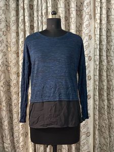 Blue Layered Long Sleeve Top