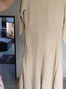 Embroidered Beige Kurta Set