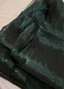 Dark Green Organza Saree